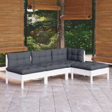 Maison Chic Seti vrtnega pohištva - Vrtna garnitura - Vrtni pohištvo set 4-delna z blazinami bela borovina, (21809596) | Shoptok.si