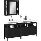  3-dijelni set kupaonskih ormarića crni od konstruiranog drva | shoptok.hr