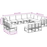 vidaXL Vrtna sedežna garnitura 12 pcs Črna 353 x 283 x 71 cm Aluminij | Shoptok.si