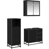 vidaXL Komplet pohištva za kopalnico s predalom 3 pcs Črni hrast | Shoptok.si