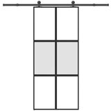 vidaXL Drsna vrata z opremo 90x205 cm kaljeno steklo in aluminij | Shoptok.si