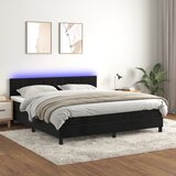 vidaXL Box spring postelja z vzmetnico LED črna 180x200 cm žamet Cene