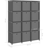 Police za izlaganje s 12 kutija od tkanine 103x30x141 cm sive | shoptok.hr