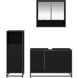 vidaXL Komplet pohištva za kopalnico 3 pcs Črni hrast 90 x 33 x 60 cm | Shoptok.si