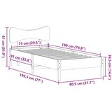 vidaXL Okvir kreveta bez madraca 75 x 190 cm od masivne borovine | shoptok.hr