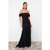 Trendyol Black Straight Fitted Woven Evening Dress & Graduation Dress | shoptok.hr