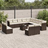 vidaXL 14 kosov Garden Sofa Set z blazinami Brown Poly Rattan Cene