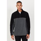 AC&Co / Altınyıldız Classics Men's Black-anthracite Standard Fit Normal Cut, Casual Casual Two-tone Fleece Sports Sweatshirt. cene
