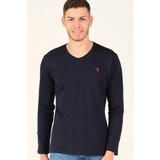 Dewberry T8587 V-NECK MEN'S LONG SLEEVE T-SHIRT-NIGHT BLUE Cijene