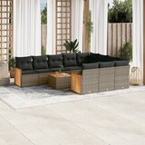 vidaXL 11-dijelni set vrtnih sofa od poliratana s jastucima sivi | shoptok.hr