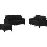  3-dijelni set sofa s jastucima crni od tkanine | shoptok.hr