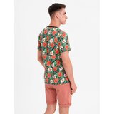Ombre Men's full print floral pattern cotton t-shirt - black | Shoptok.si