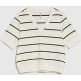 Marisse Striped Sweatshirt With Short Sleeves, Ecru | Eponuda.ba