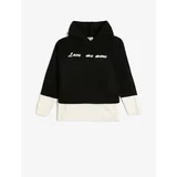 Koton Hooded Knitwear Sweater Color Block Embroidered Long Sleeve