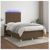  Box spring postelja z vzmetnico LED tem. rjava 120x200 cm blago | Shoptok.si