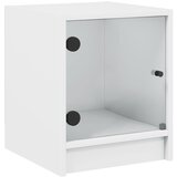 Maison Chic Nočna omarica - Nočna miza s steklenimi vrati bela 35x37x42 cm, (21687542) Cene