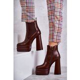 Boto Women's Leather Boots On A Massive Heel Brown Jones | ePonuda.com