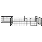  Ograda za pse s 12 panela crna 100 x 50 cm čelik obložen prahom | shoptok.hr