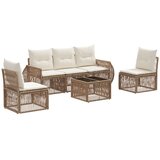 vidaXL Vrtna sedežna garnitura 6 pcs Bež in smetanasto bela poli ratan, (5000269521) | Shoptok.si