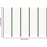 vidaXL Paravan 5-delni kremno bel 250x180 cm | Shoptok.si
