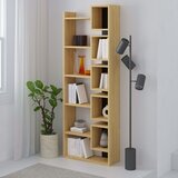 Marckeric Črn/v naravni barvi regal v hrastovem dekorju 60x168,5 cm Eladi – | Shoptok.si