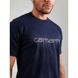 Carhartt WIP Majica 'Script' mornarska / svetlo rjava | Shoptok.si