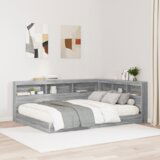 vidaXL Krevet s policama Siva Sonoma 140x200 cm Iverica | shoptok.hr