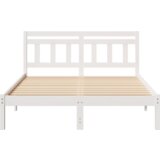 vidaXL Konstrukcija postelje z vzglavjem Bela 140 x 190 cm Borovo les | Shoptok.si