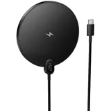15W induktivni punjač s USB-C kabelom i zaslonom CW62 crne boje