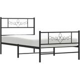  Metalni okvir kreveta uzglavlje i podnožje crni 100x190 cm | shoptok.hr