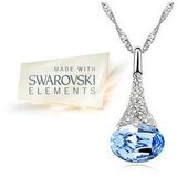Ogrlica Water Drop ogrlica s privjeskom kristala u ljubičastoj boji | shoptok.hr