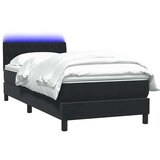 vidaXL Box spring postelja z vzmetnico črna 80x220 cm žamet | Shoptok.si