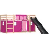 Krevet na kat s toboganom i zavjesama ružičasti 80 x 200 cm | shoptok.hr