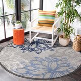 Lesnina XXXL PREPROGA ZA ZUNANJO UPORABO Floral 120 cm tkano modra, siva, bela | Shoptok.si