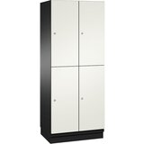 C+P Omara s predelki CAMBIO, z vrati iz jeklene pločevine in garderobnim drogom, 4 predelki, širina 800 mm, korpus črno siv / vrata bela | Shoptok.si
