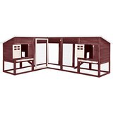 vidaXL Zunanji zajčnik z izhodom mocca in bel les jelke - - Rjava - 43.55 - N/A - 2025- | Shoptok.si