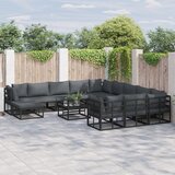 vidaXL Vrtna sedežna garnitura 12 pcs Črna 71.5 x 71.5 x 71 cm | Shoptok.si