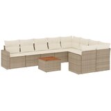  10-dijelni set vrtnih sofa s jastucima bež od poliratana | shoptok.hr
