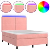  The Living Store Box spring postelja z vzmetnico LED roza 80x200 cm žamet - Box Spring Postelja, (21445671) | Shoptok.si