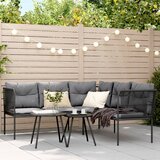vidaXL Set vrtnih sofa s jastucima crni od čelika i tekstilena Cijene