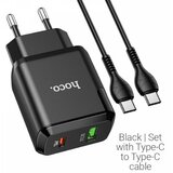Hoco pametni hišni polnilec N5 20W z 3,0 QC z 1 x USB C in 1 x USB vtičem in s polnilnim kablom Type C - Type C črn Cene