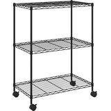  Stalak za pohranu s 3 razine i kotačima 60x35x81 cm crni 150 kg | shoptok.hr