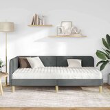 vidaXL Kotna postelja z vzmetnico Temno siva 90 x 200 cm blago | Shoptok.si