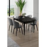Hanah home Rasklopivi trpezarijski sto i stolice (5 delova) Asfel Black Marble Grey | Eponuda.com