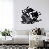 Wallxpert metalni zidni ukras 5355, stari jedrenjak na talasima, 75 x 60 cm, crni | Eponuda.com