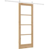  Klizna vrata 73,5 x 198,5 cm Masivna borovina i staklo Prirodna | shoptok.hr