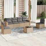 vidaXL 7-dijelni set vrtnih sofa od poliratana s jastucima bež Cijene