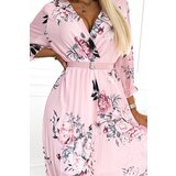 numoco basic Pleated midi dress with a neckline and belt Numoco | shoptok.hr