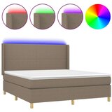 vidaXL Krevet box spring s madracem LED smeđesivi 160x200 cm tkanina | shoptok.hr