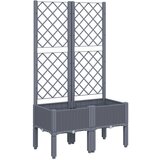 Maison Chic Cvetlično korito - Cvetlični Lonec z oporno mrežo sivo 80x40x142 cm PP, (21789407) Cene